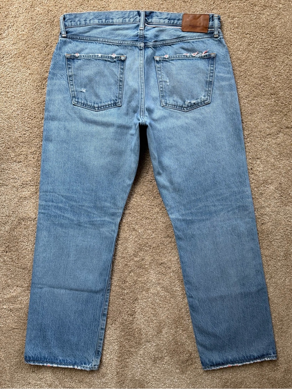 Moussy Vintage Loews Wide Leg Straight Jeans Size 32 Distressed - Picture 4 of 16